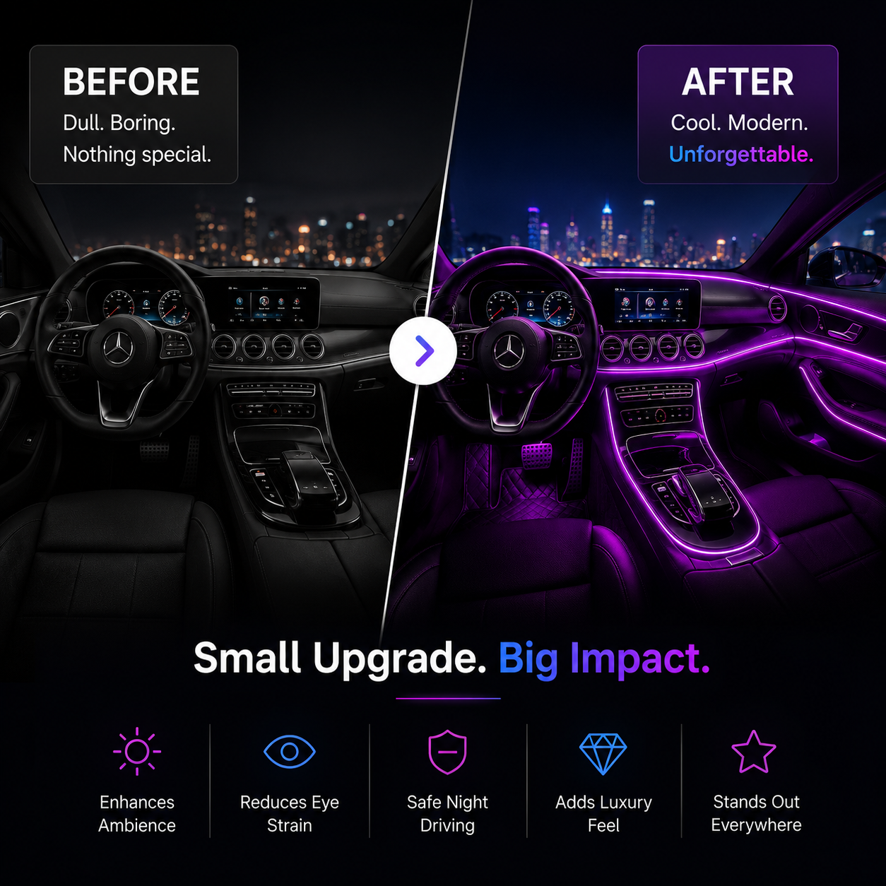 GlowDrive™ RGB Interior Lights – 16M Colors + Music Sync
