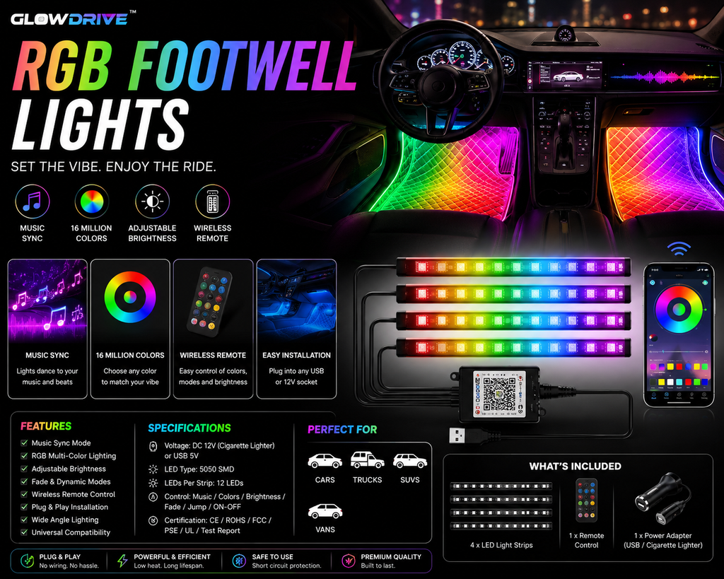 GlowDrive™ Ambient Floor Lighting Kit