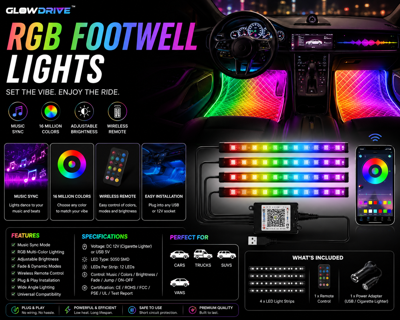 GlowDrive™ Ambient Floor Lighting Kit