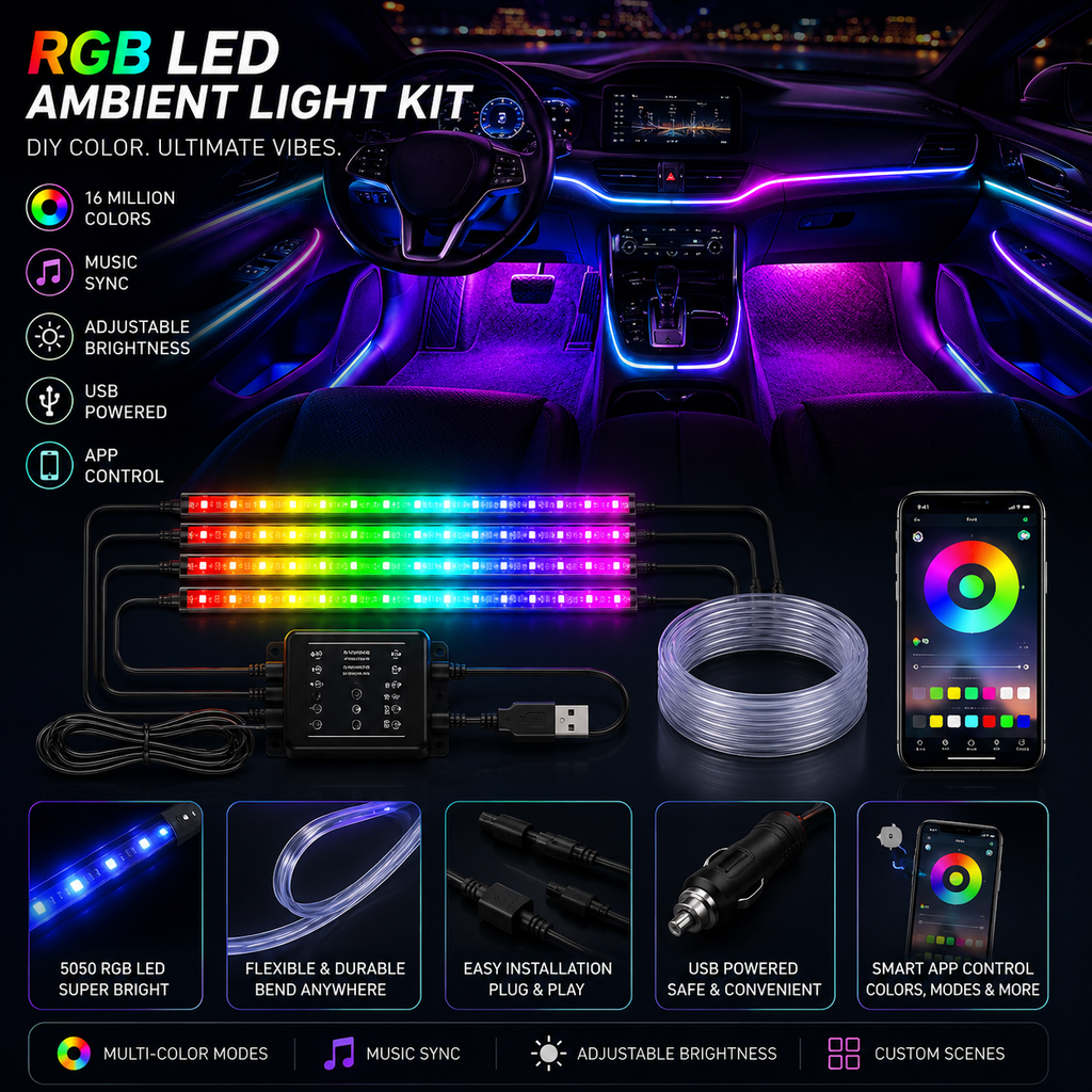 🚗 GlowRide Interior Lighting Kit